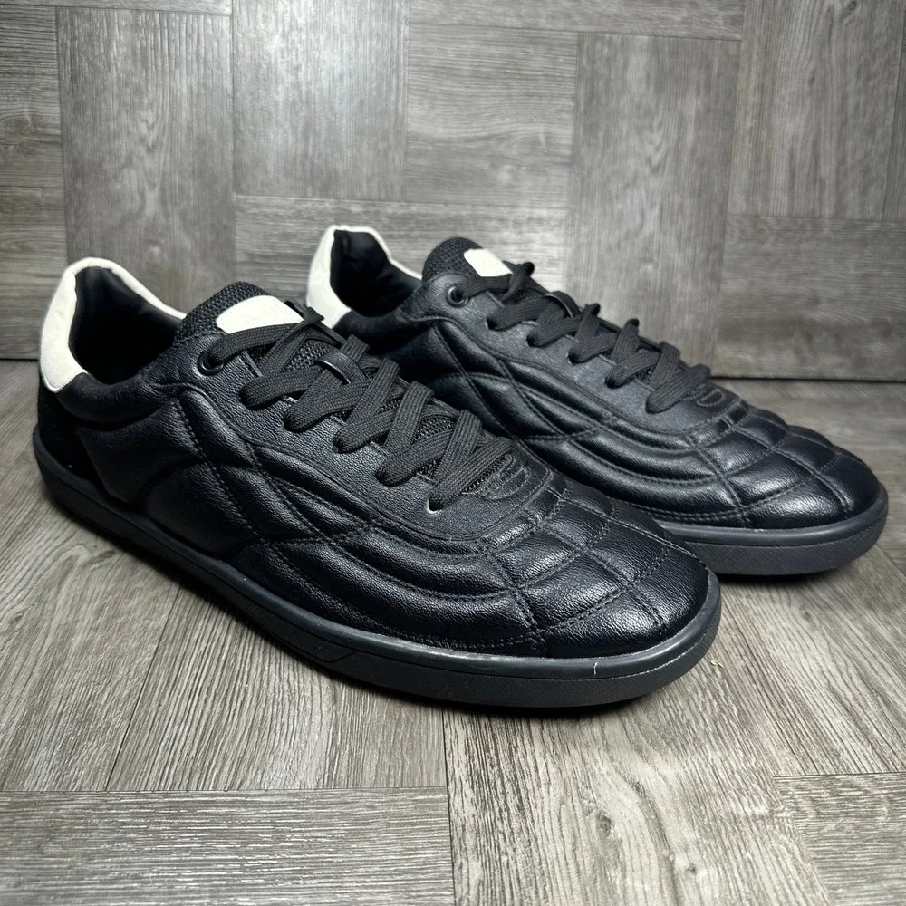 Aldo Quilted Leather Sneakers Mens 12 Black Low Top Casual Streetwear NEW
